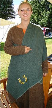 Catherine Grace models her shawl