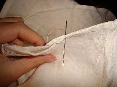 Smock whipstitched seaming